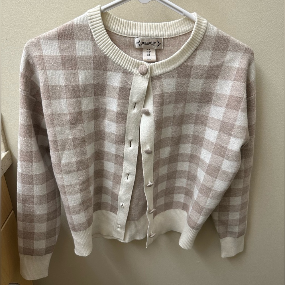 Nanette Lepore cardigan, Size:S, color: pink and white